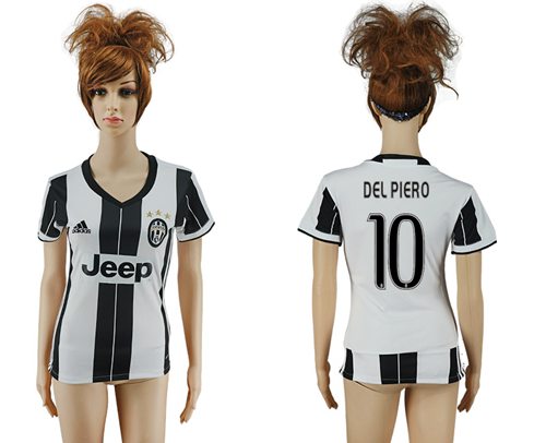 Women's Juventus #10 Del Piero Home Soccer Club Jersey